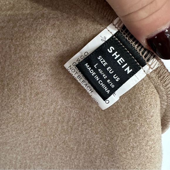 Khaki Tan Long Winter Blazer Cardigan Size Large - Picture 5 of 6